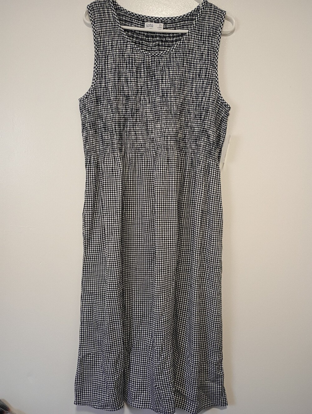 Croft & Barrow Sleeveless Blue and White Gingham Women's Size XXL Midi Dress